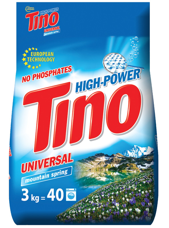 Порошок пральний TINO HIGH-POWER Mountain spring, універсальний, 3кг
